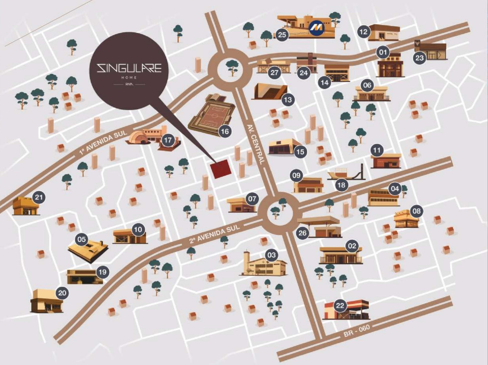Mapa do entorno do Singulare Home Riva em Samambaia, Brasília-DF